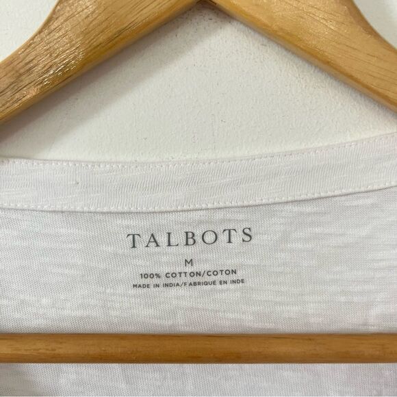 Talbots White Red Paisley Embroidered‎ Pattern 3/4 Sleeve Bohemian Tunic Blouse - Picture 3 of 6